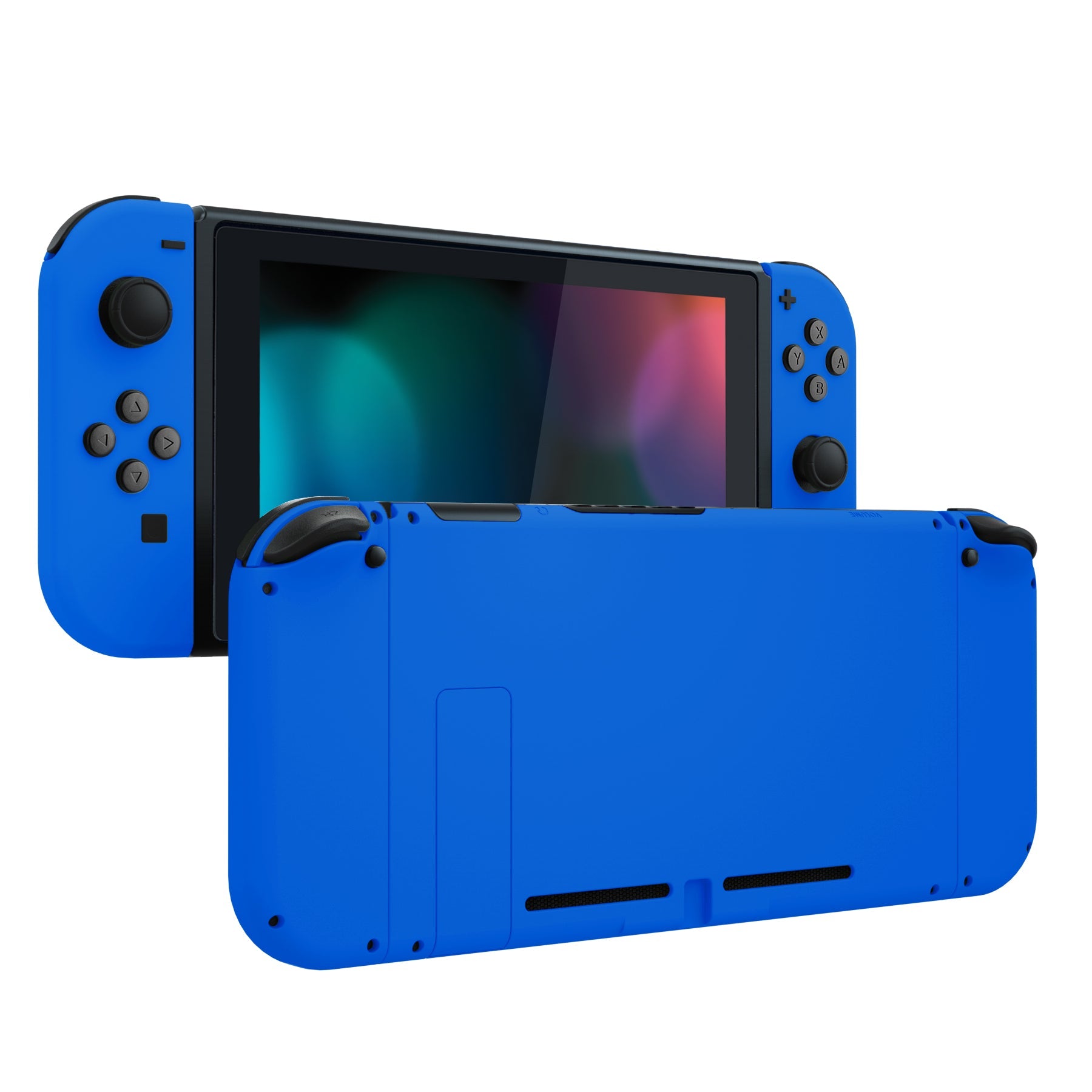 eXtremeRate Retail Blue Soft Touch Grip Backplate for NS Switch Console, NS Joycon Handheld Controller Housing with Full Set Buttons, DIY Replacement Shell for NS Switch - QP334