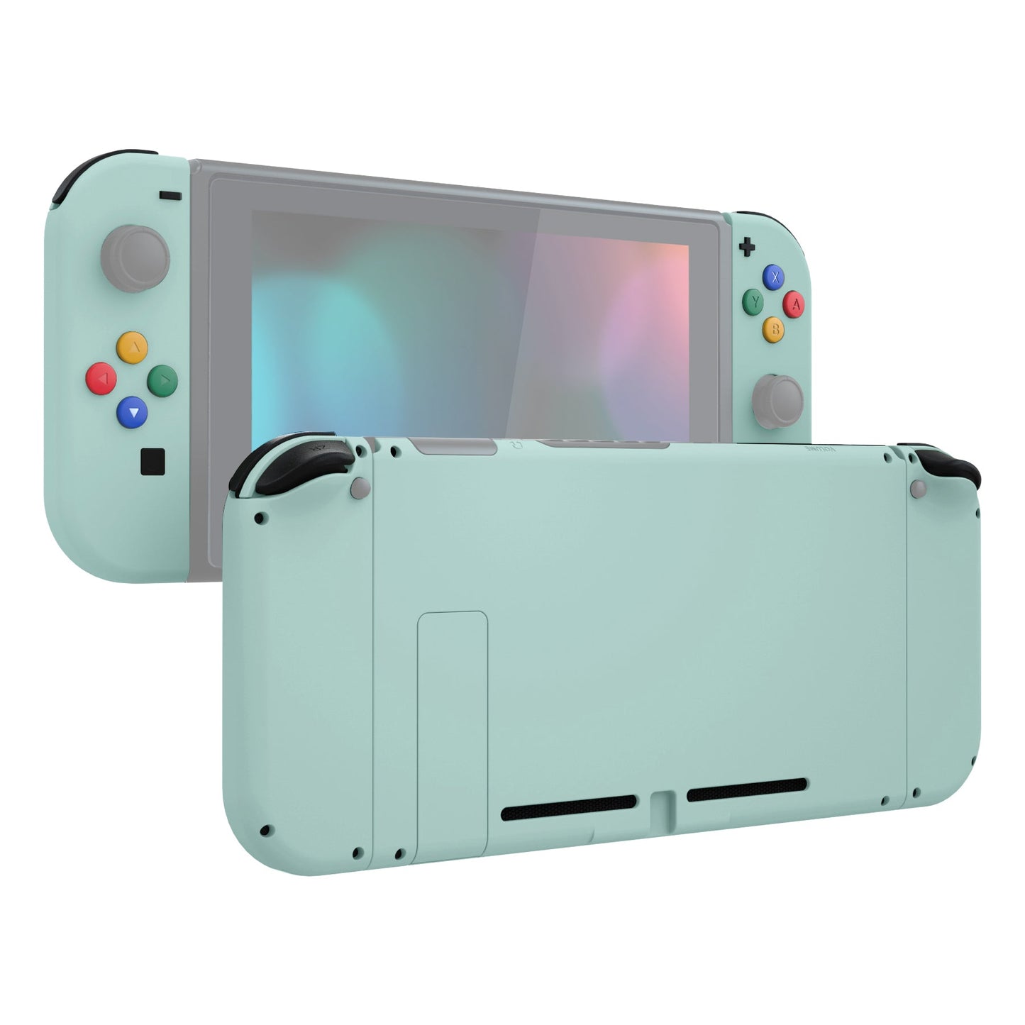 eXtremeRate Retail Light Cyan Soft Touch Grip Backplate for NS Switch Console, NS Joycon Handheld Controller Housing with Full Set Buttons, DIY Replacement Shell for NS Switch - QP338