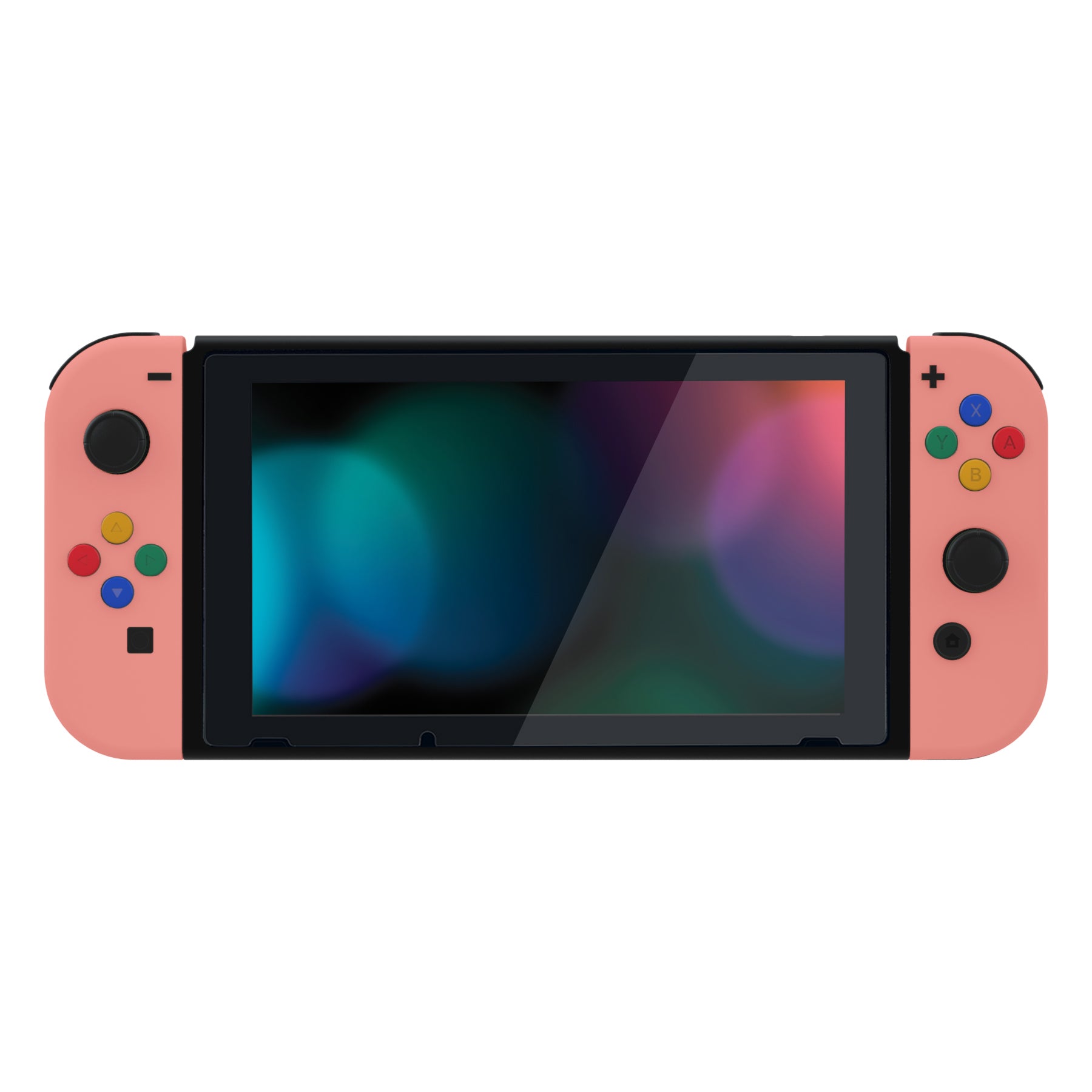 eXtremeRate Retail Coral Soft Touch Grip Backplate for NS Switch Console, NS Joycon Handheld Controller Housing with Full Set Buttons, DIY Replacement Shell for NS Switch - QP339
