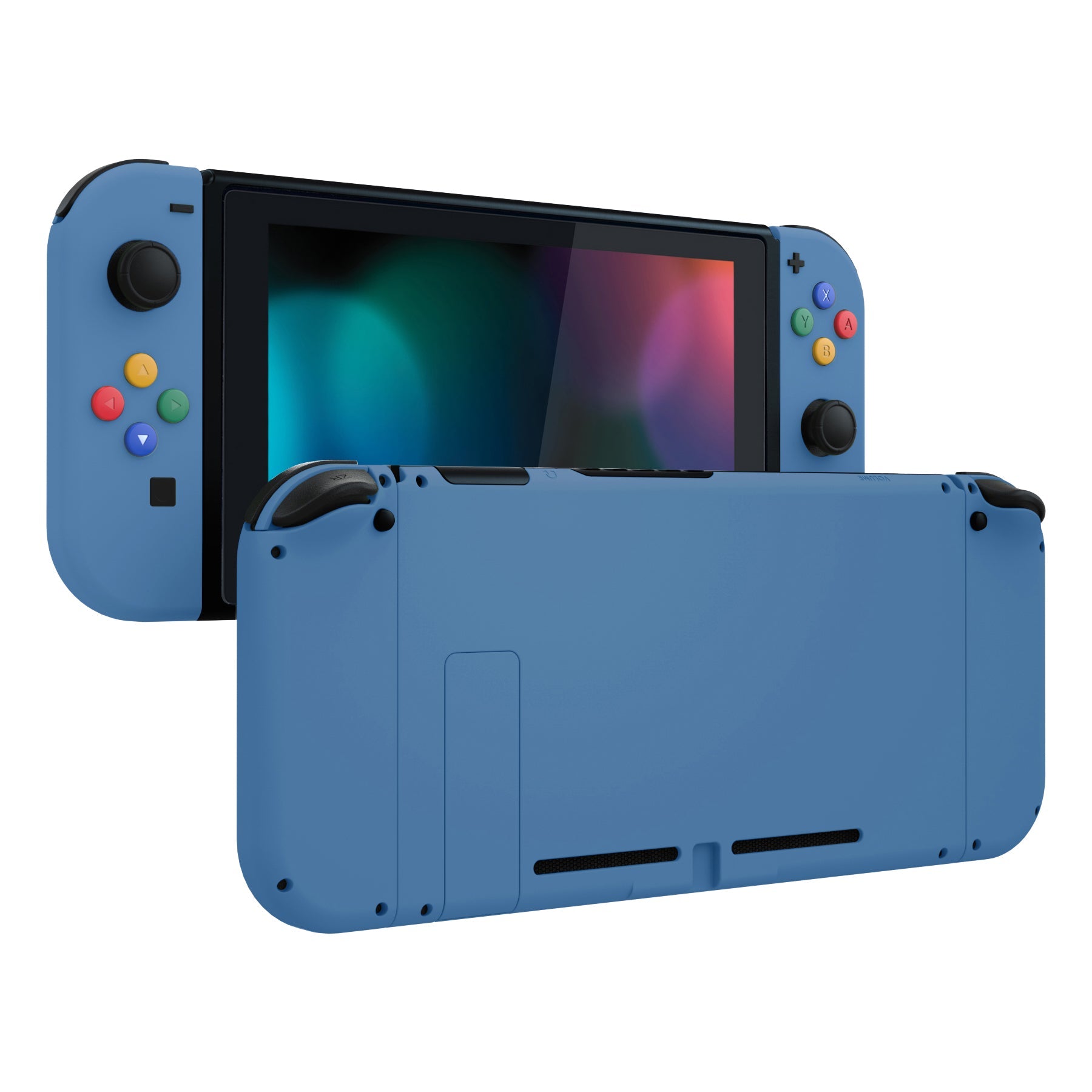 eXtremeRate Retail Airforce Blue Soft Touch Grip Backplate for NS Switch Console, NS Joycon Handheld Controller Housing with Full Set Buttons, DIY Replacement Shell for NS Switch - QP340