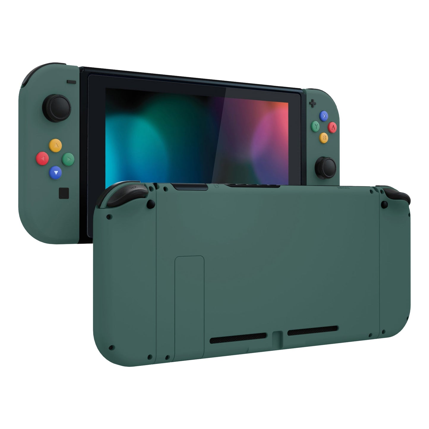 eXtremeRate Retail Pine Green Soft Touch Grip Backplate for NS Switch Console, NS Joycon Handheld Controller Housing with Full Set Buttons, DIY Replacement Shell for NS Switch - QP342