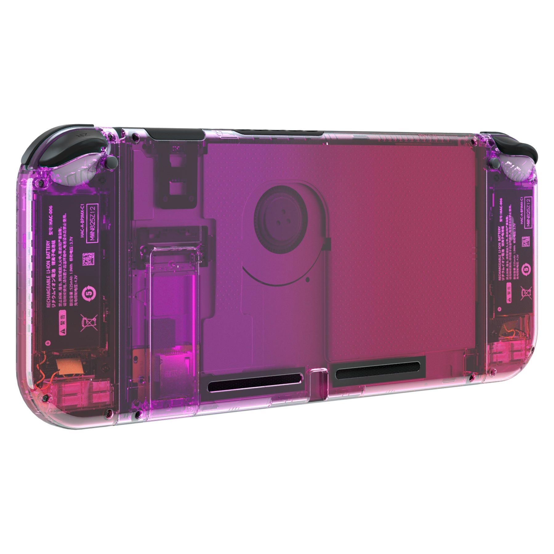 eXtremeRate Retail Clear Atomic Purple Rose Red Back Plate for NS Switch Console, NS Joycon Handheld Controller Housing with Full Set Buttons, DIY Replacement Shell for Nintendo Switch - QP343