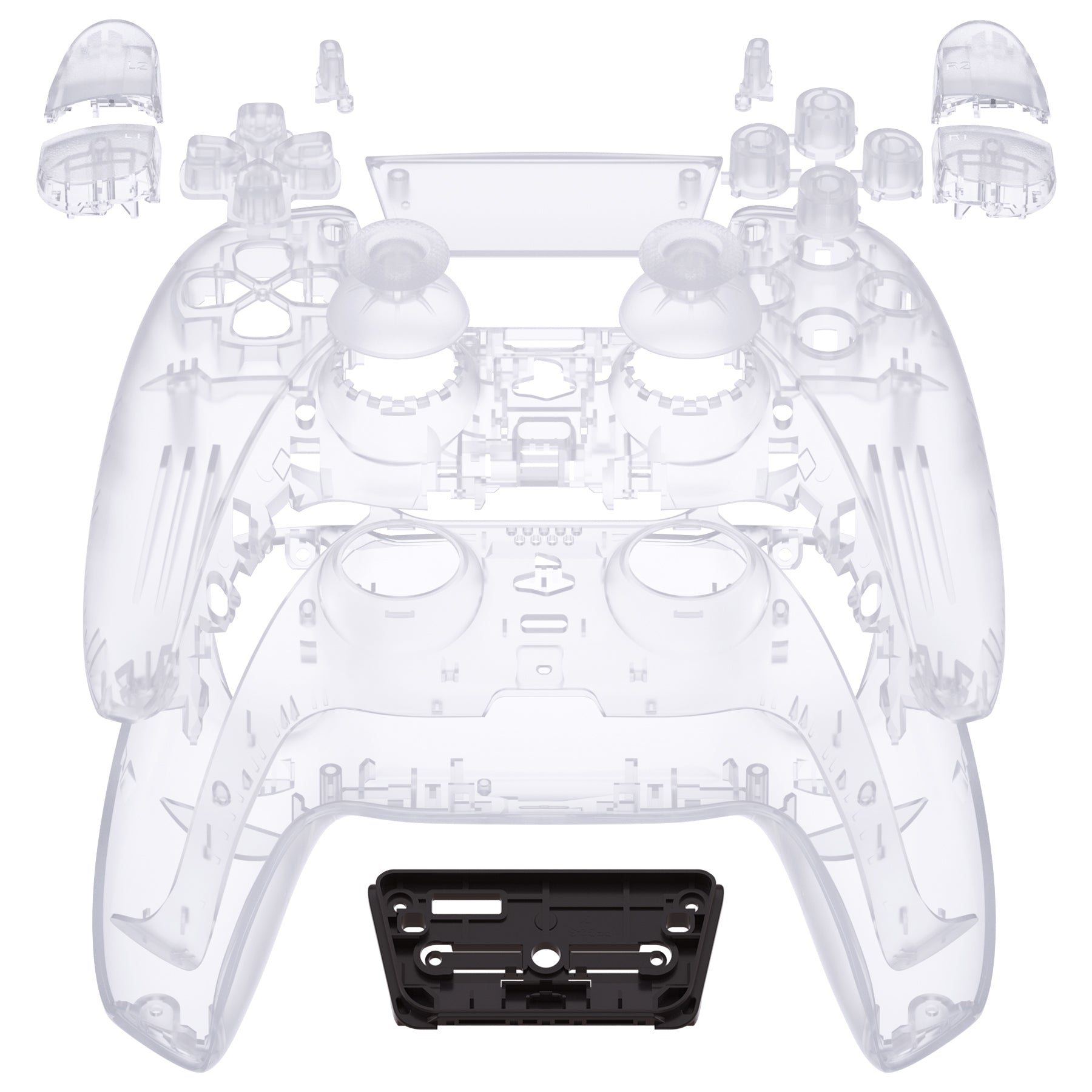 eXtremeRate Retail Full Set Housing Shell with Buttons Touchpad Cover, Clear Custom Replacement Decorative Trim Shell Front Back Plates Compatible with ps5 Controller BDM-010 BDM-020 - Controller NOT Included - QPFM5001G2