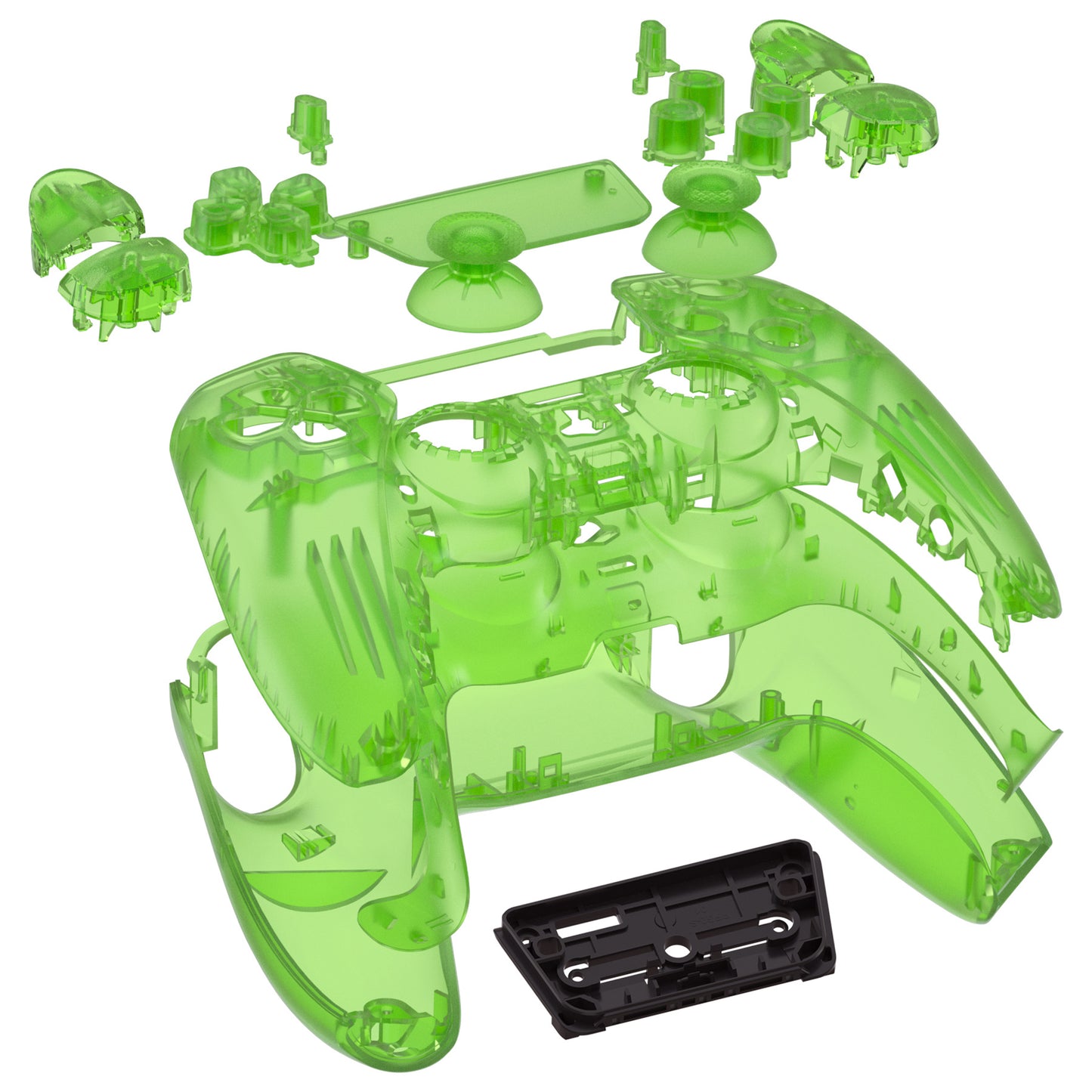 eXtremeRate Retail Full Set Housing Shell with Buttons Touchpad Cover, Clear Green Custom Replacement Decorative Trim Shell Front Back Plates Compatible with ps5 Controller BDM-010 BDM-020 - Controller NOT Included - QPFM5003G2