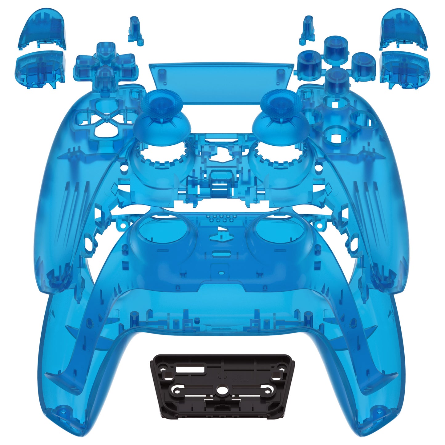 eXtremeRate Retail Full Set Housing Shell with Buttons Touchpad Cover, Clear Blue Custom Replacement Decorative Trim Shell Front Back Plates Compatible with ps5 Controller BDM-010 BDM-020 - Controller NOT Included - QPFM5004G2