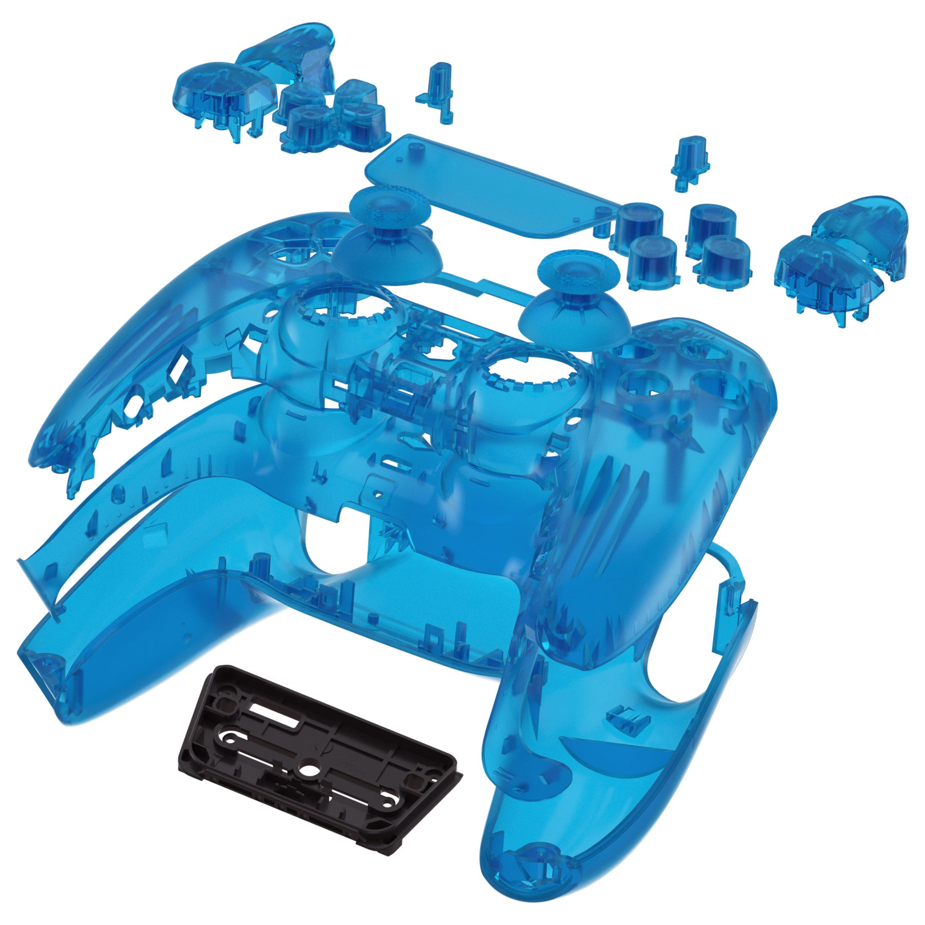 eXtremeRate Retail Full Set Housing Shell with Buttons Touchpad Cover, Clear Blue Custom Replacement Decorative Trim Shell Front Back Plates Compatible with ps5 Controller BDM-010 BDM-020 - Controller NOT Included - QPFM5004G2