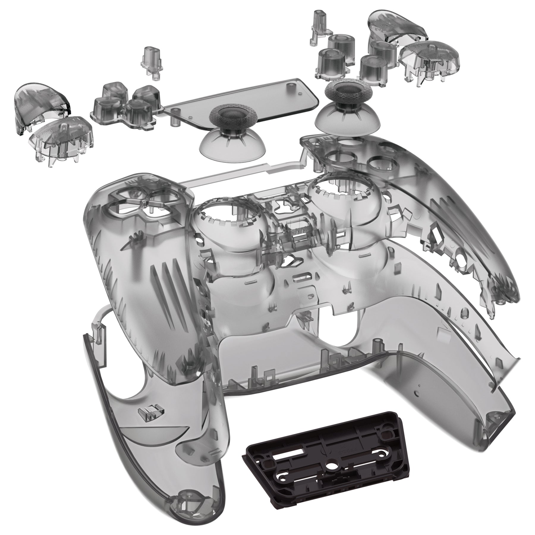 eXtremeRate Retail Full Set Housing Shell with Buttons Touchpad Cover, Clear Black Custom Replacement Decorative Trim Shell Front Back Plates Compatible with ps5 Controller BDM-010 BDM-020 - Controller NOT Included - QPFM5007G2