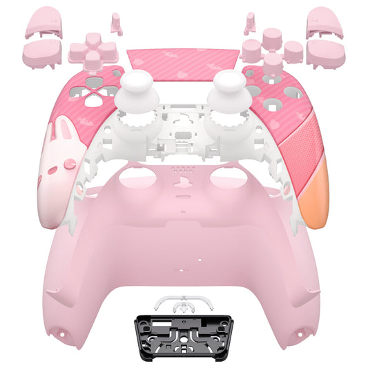 eXtremeRate Retail Full Set Housing Shell with Action Buttons Touchpad Cover, Easter Rabbit Replacement Decorative Trim Shell Front Back Plates Compatible with ps5 Controller BDM-030 - QPFT1003G3