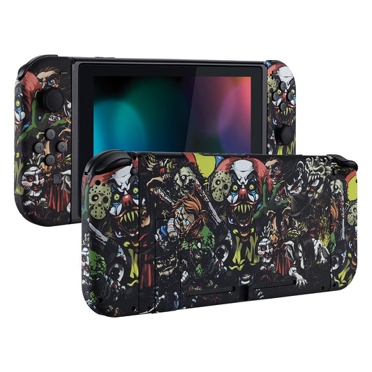 eXtremeRate Retail Soft Touch Scary Party Patterned Handheld Console Back Plate, Joycon Handheld Controller Housing Shell With Full Set Buttons DIY Replacement Part for Nintendo Switch - QT108