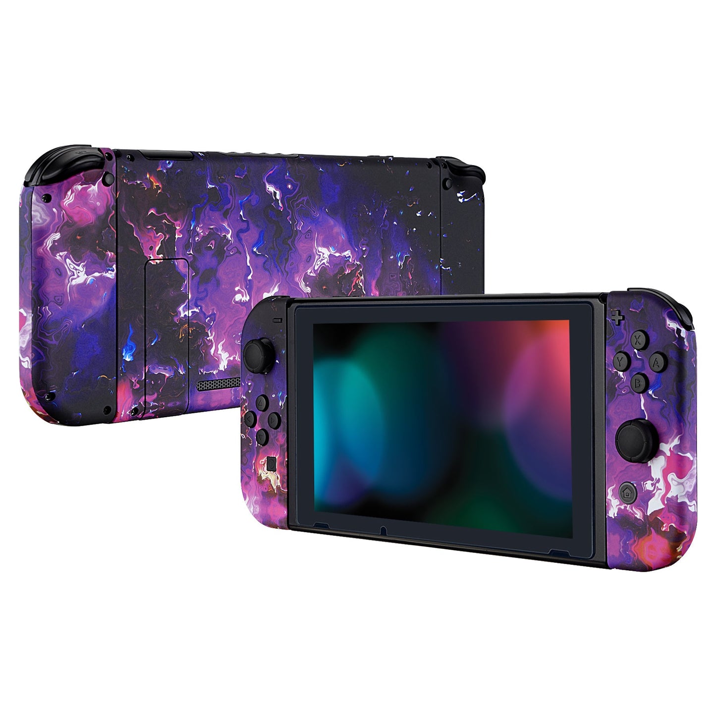 eXtremeRate Retail Back Plate for Nintendo Switch Console, NS Joycon Handheld Controller Housing with Full Set Buttons, DIY Replacement Shell for Nintendo Switch - Surreal Lava - QT109