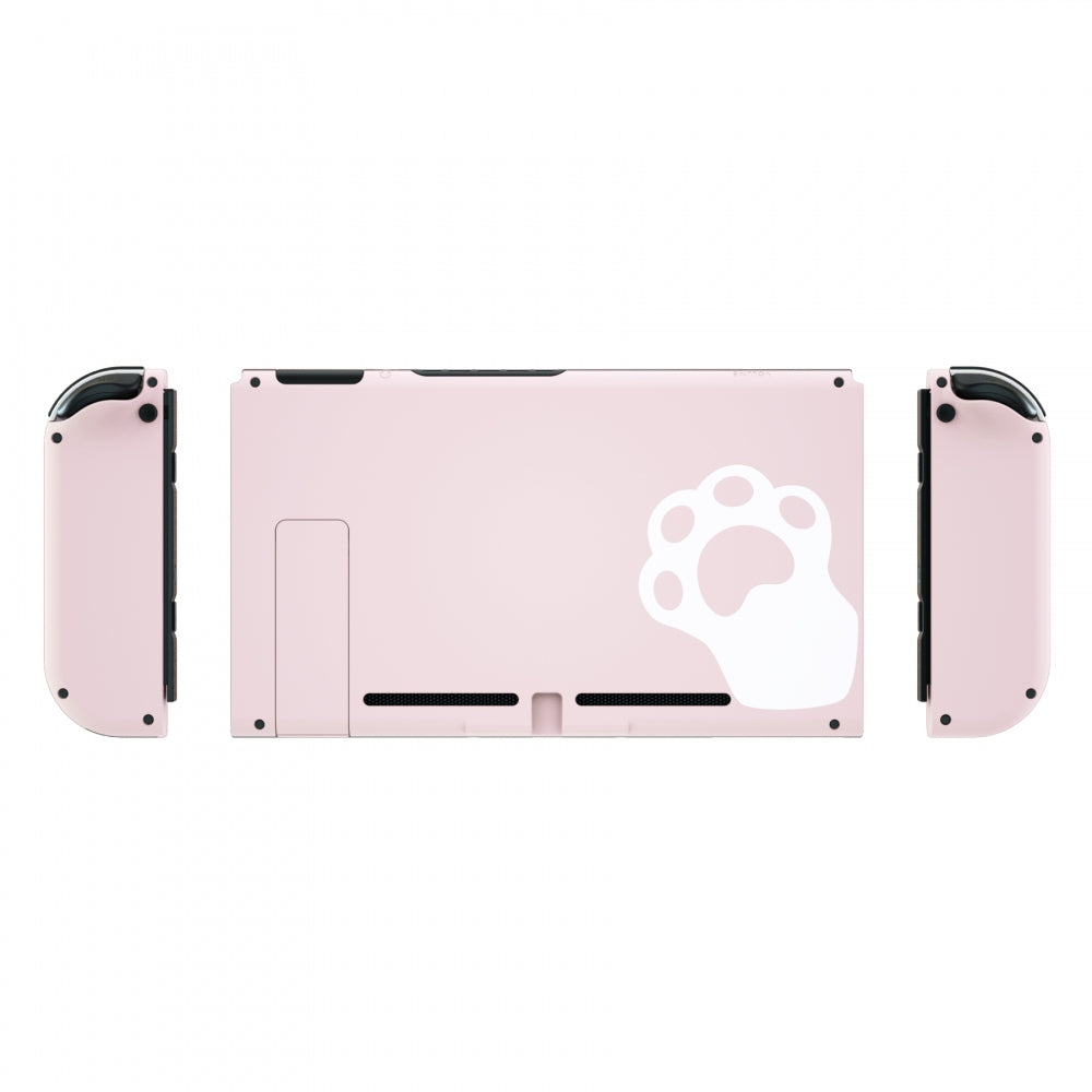 eXtremeRate Retail Cherry Blossoms Pink Cat Paw Back Plate for Nintendo Switch Console, NS Joycon Handheld Controller Housing with Colorful Buttons, DIY Replacement Shell for Nintendo Switch - QT110