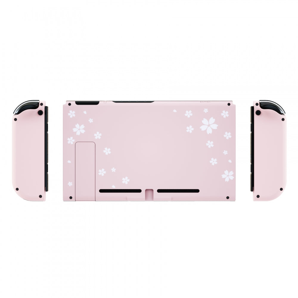 eXtremeRate Retail Cherry Blossoms Pink Petals Back Plate for Nintendo Switch Console, NS Joycon Handheld Controller Housing with Colorful Buttons, DIY Replacement Shell for Nintendo Switch - QT111