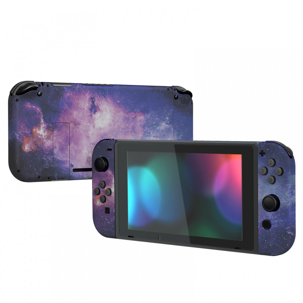 eXtremeRate Retail Nubula Galaxy Back Plate for Nintendo Switch Console, NS Joycon Handheld Controller Housing with Colorful Buttons, DIY Replacement Shell for Nintendo Switch - QT113