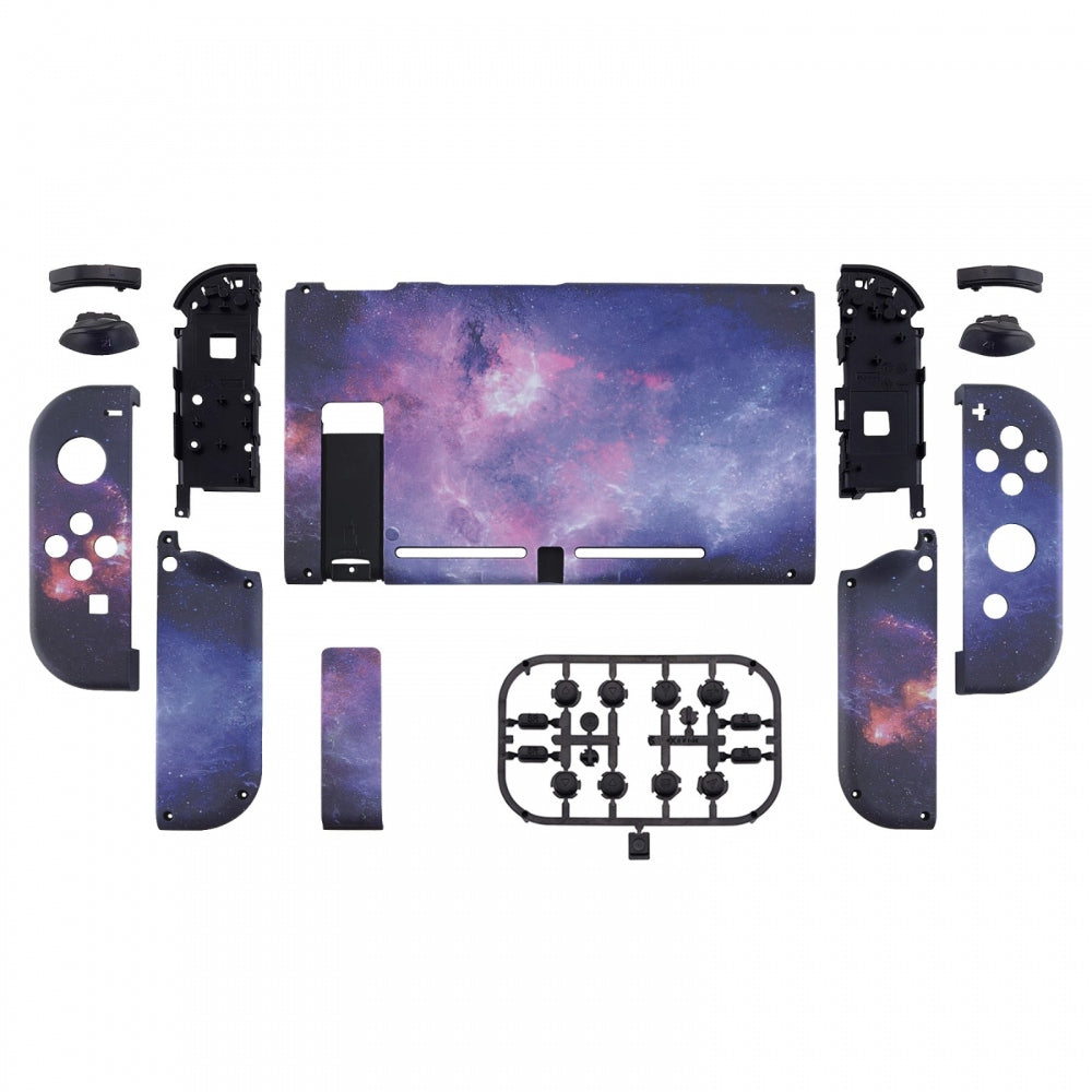eXtremeRate Retail Nubula Galaxy Back Plate for Nintendo Switch Console, NS Joycon Handheld Controller Housing with Colorful Buttons, DIY Replacement Shell for Nintendo Switch - QT113