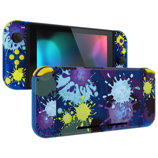 eXtremeRate Retail Back Plate for Nintendo Switch Console, NS Joycon Handheld Controller Housing with Full Set Buttons, Splattering Paint Effect DIY Replacement Shell for Nintendo Switch - QT119