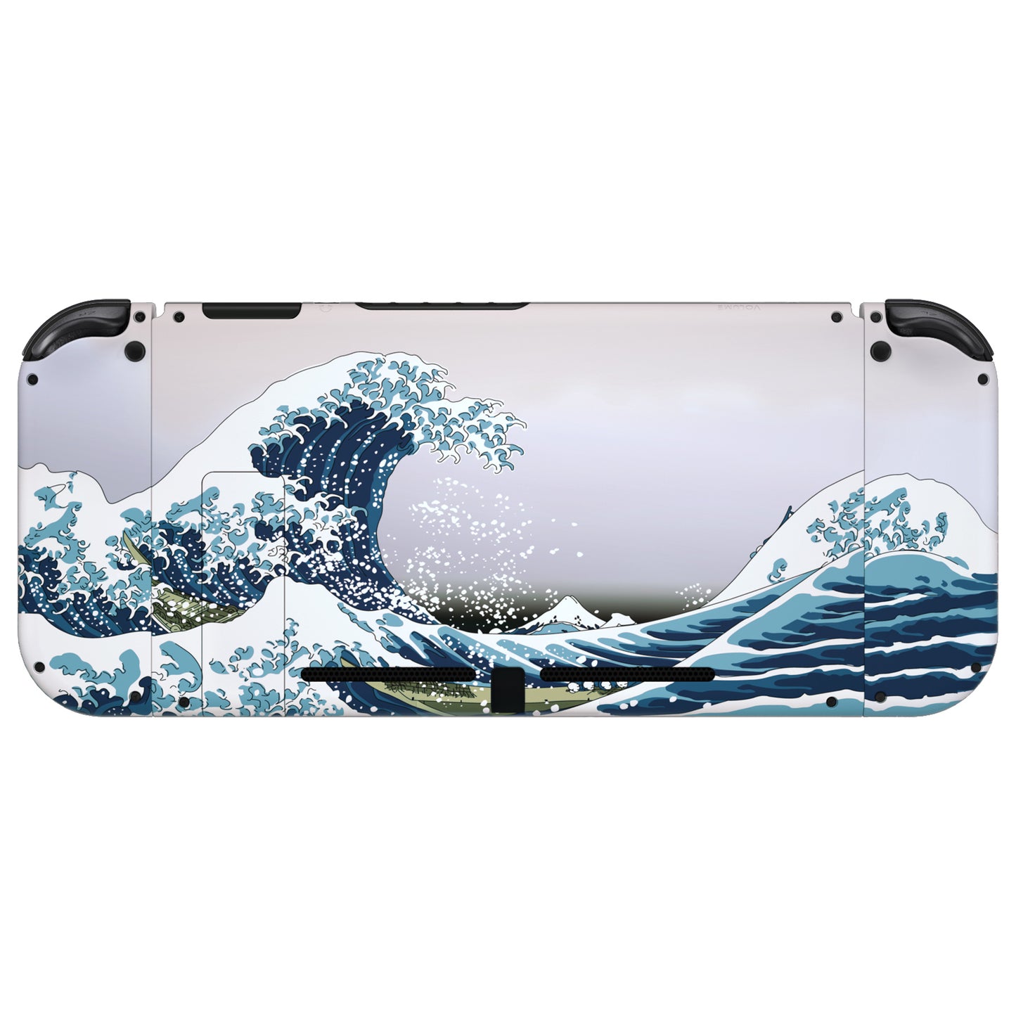 eXtremeRate Retail Products eXtremeRate Dpad Version Custom Full Set Shell for Nintendo Switch, Soft Touch Grip Replacement Console Back Plate, NS Joycon Handheld Controller Housing & Buttons for Nintendo Switch - The Great Wave - QZT1002