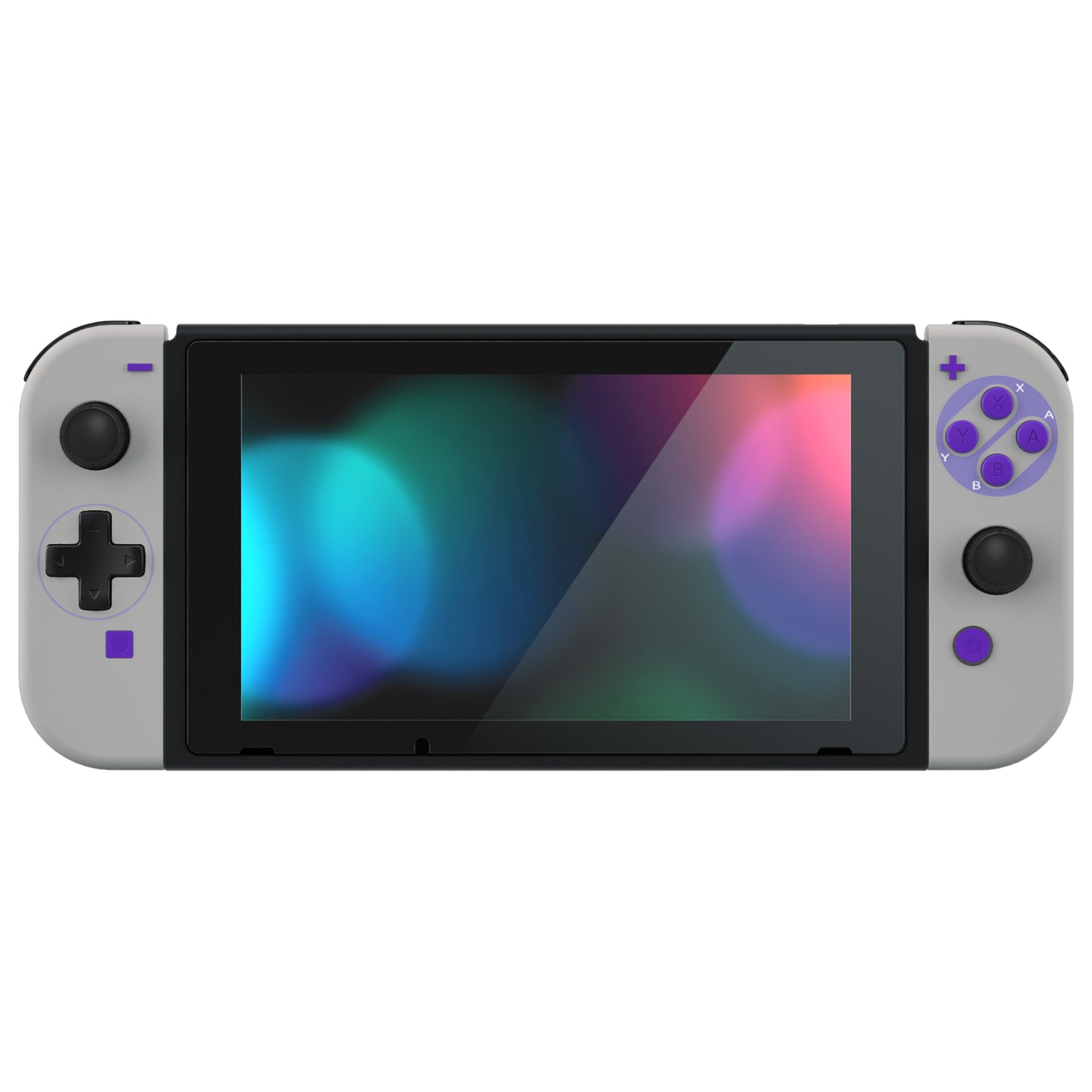 eXtremeRate Retail Dpad Version Custom Full Set Shell for Nintendo Switch, Soft Touch Replacement Console Back Plate, NS Joycon Handheld Controller Housing & Buttons for Nintendo Switch - Classics SNES Style - QZT1003