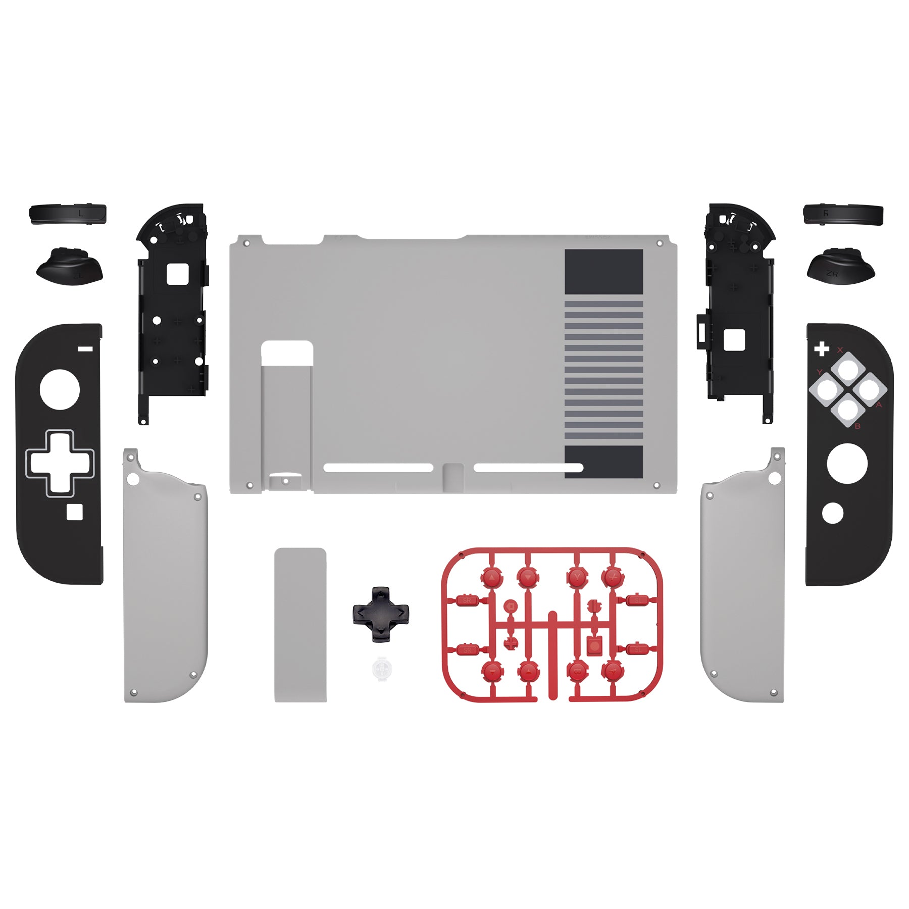 eXtremeRate Retail Dpad Version Custom Full Set Shell for Nintendo Switch, Soft Touch Replacement Console Back Plate, NS Joycon Handheld Controller Housing & Buttons for Nintendo Switch - Classics NES Style - QZT1005