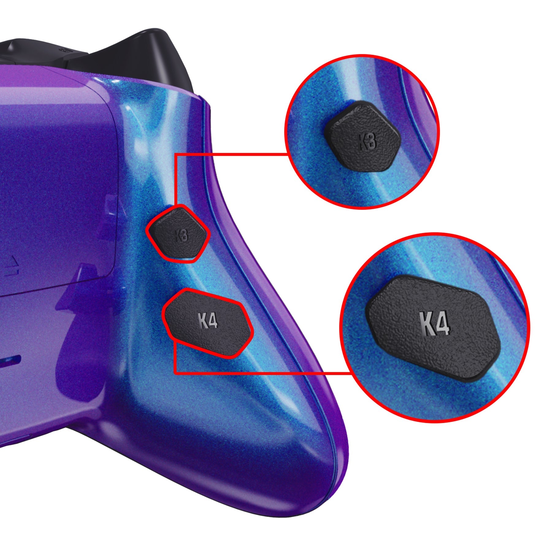 eXtremeRate Retail Chameleon Purple Blue HOPE Remappable Remap Kit for Xbox Series X/S Controller, Upgrade Boards & Redesigned Back Shell & Side Rails & Back Buttons for Xbox Core Controller - Controller NOT Included - RX3P3001