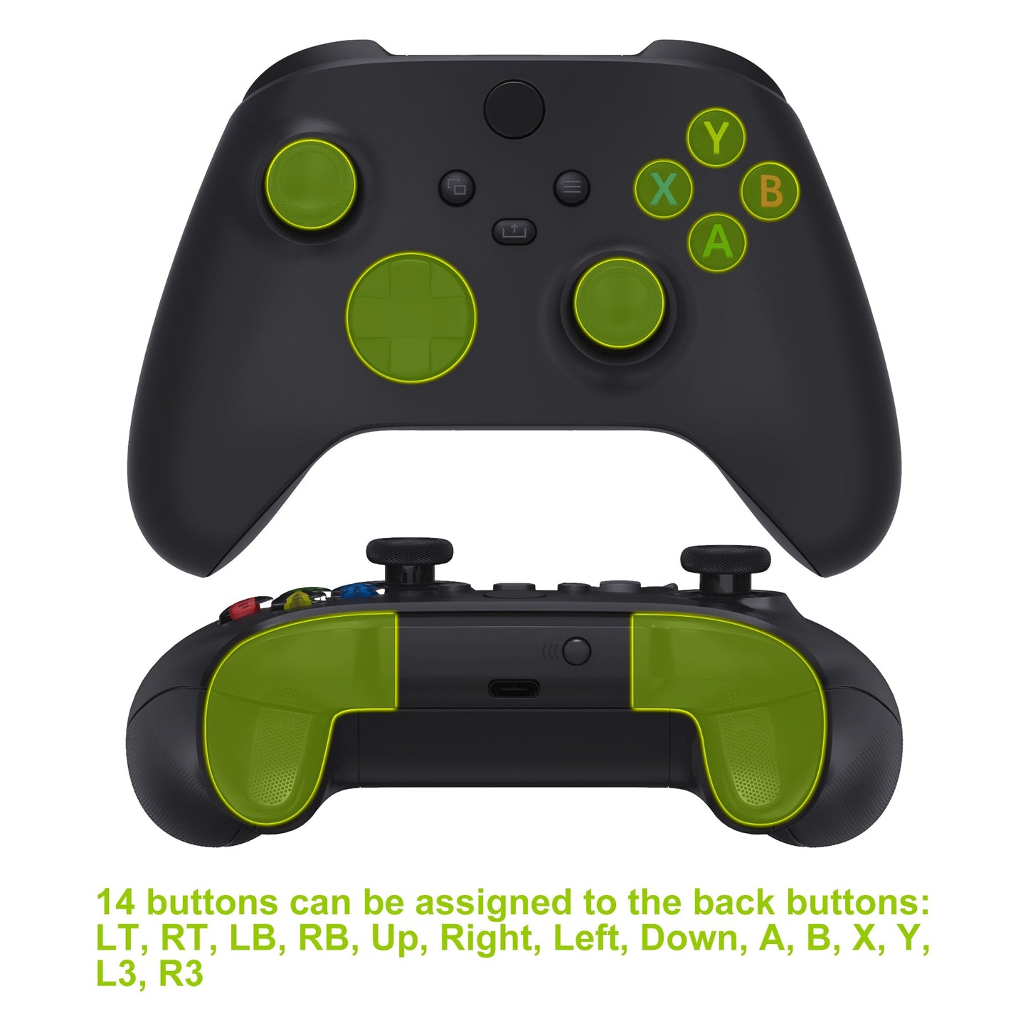 eXtremeRate Retail Textured Light Green HOPE Remappable Remap Kit for Xbox Series X/S Controller, Upgrade Boards & Redesigned Back Shell & Side Rails & Back Buttons for Xbox Core Controller - Controller NOT Included - RX3P3047
