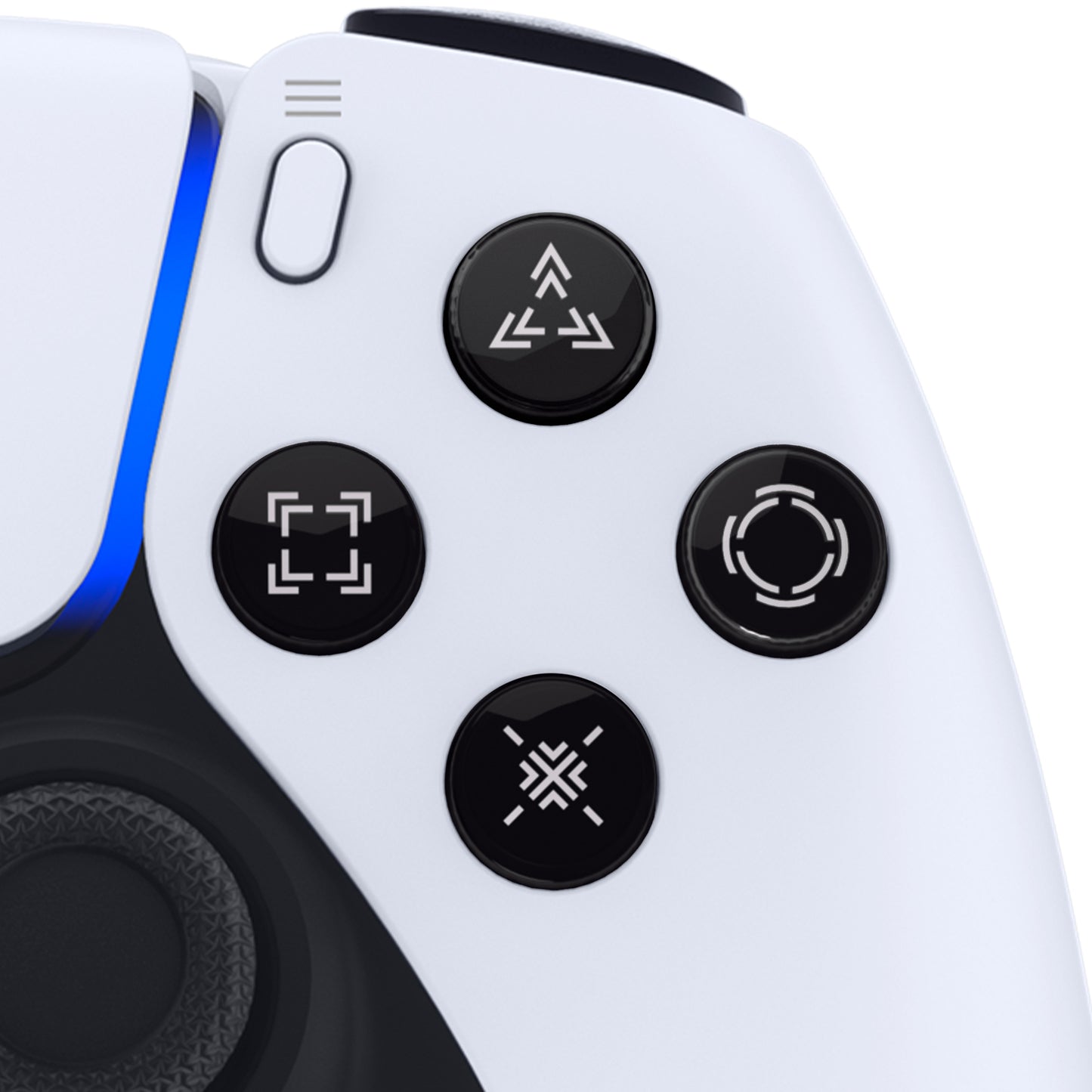 eXtremeRate Retail Replacement Custom Dpad Action Buttons Three-Tone Black & Clear With Black White Redesigned Symbols D-pad Face Buttons For ps5 Controller - JPFF001