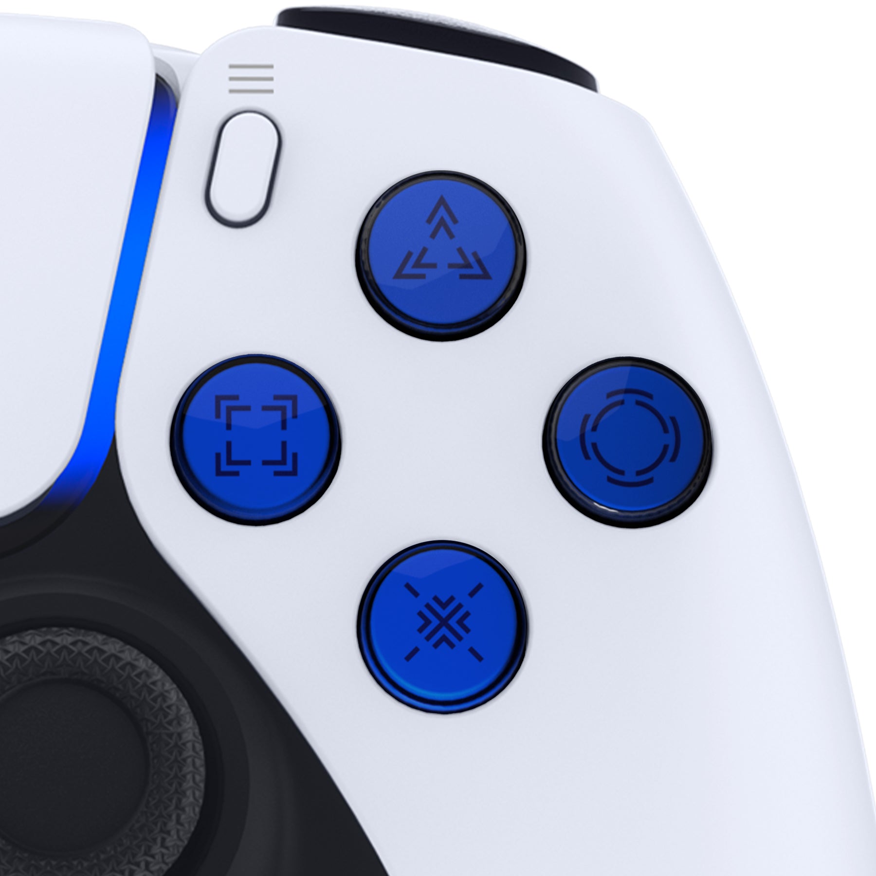 eXtremeRate Retail Replacement Custom Dpad Action Buttons Three-Tone Blue & Clear With Redesigned Symbols D-pad Face Buttons For ps5 Controller - JPFF009