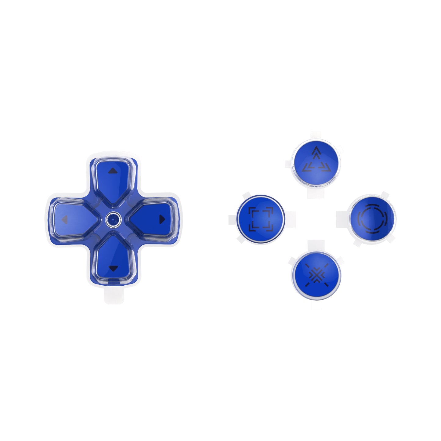 eXtremeRate Retail Replacement Custom Dpad Action Buttons Three-Tone Blue & Clear With Redesigned Symbols D-pad Face Buttons For ps5 Controller - JPFF009