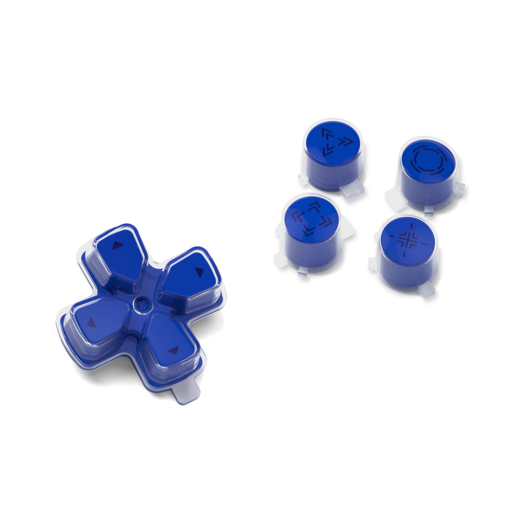 eXtremeRate Retail Replacement Custom Dpad Action Buttons Three-Tone Blue & Clear With Redesigned Symbols D-pad Face Buttons For ps5 Controller - JPFF009