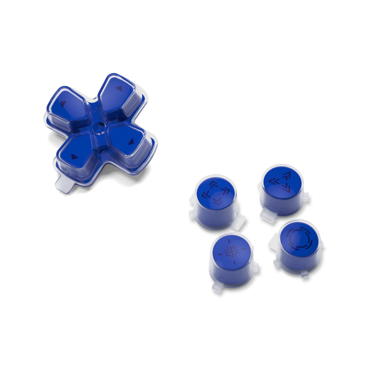 eXtremeRate Retail Replacement Custom Dpad Action Buttons Three-Tone Blue & Clear With Redesigned Symbols D-pad Face Buttons For ps5 Controller - JPFF009