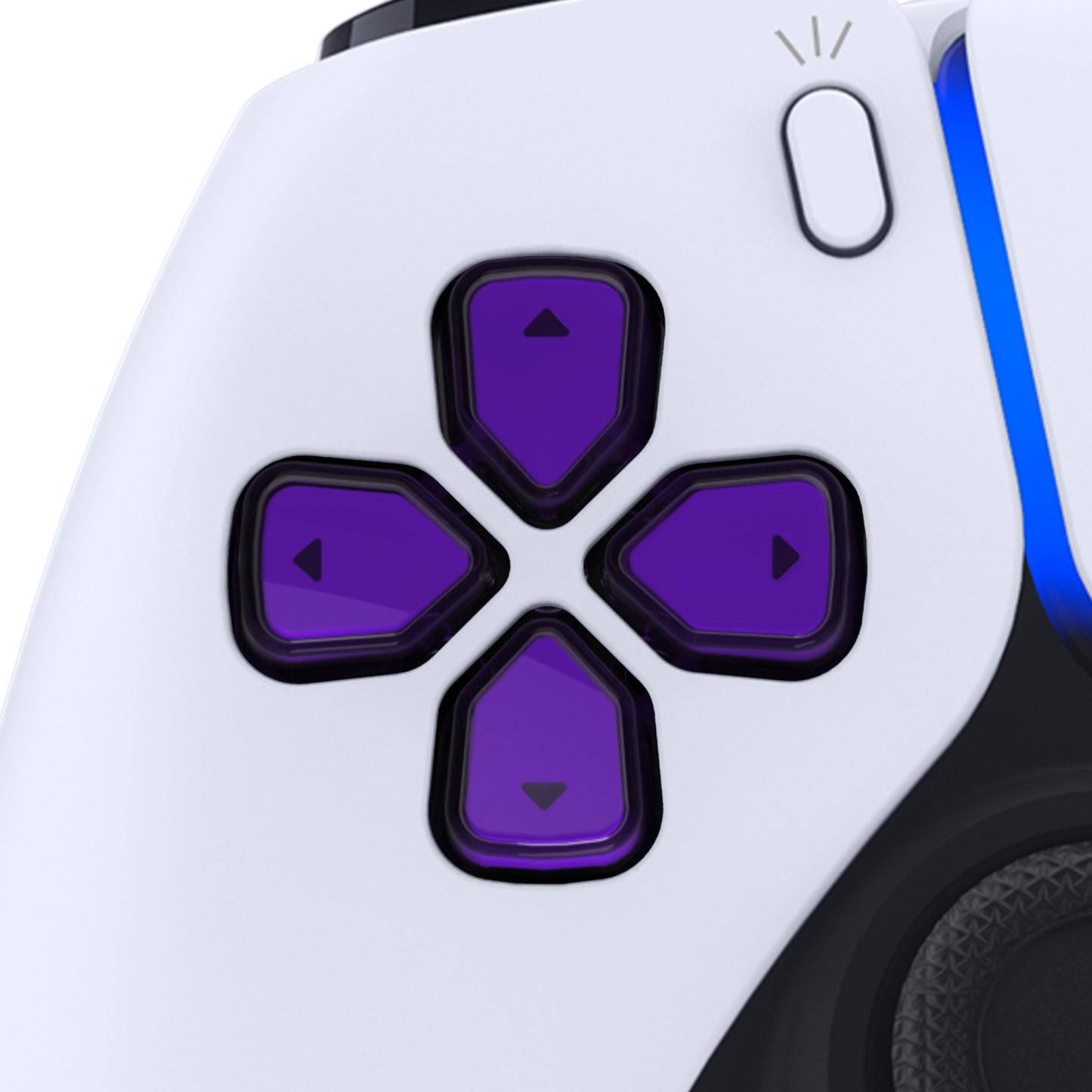 eXtremeRate Retail Replacement Custom Dpad Action Buttons Three-Tone Purple & Clear With Redesigned Symbols D-pad Face Buttons For ps5 Controller - JPFF007