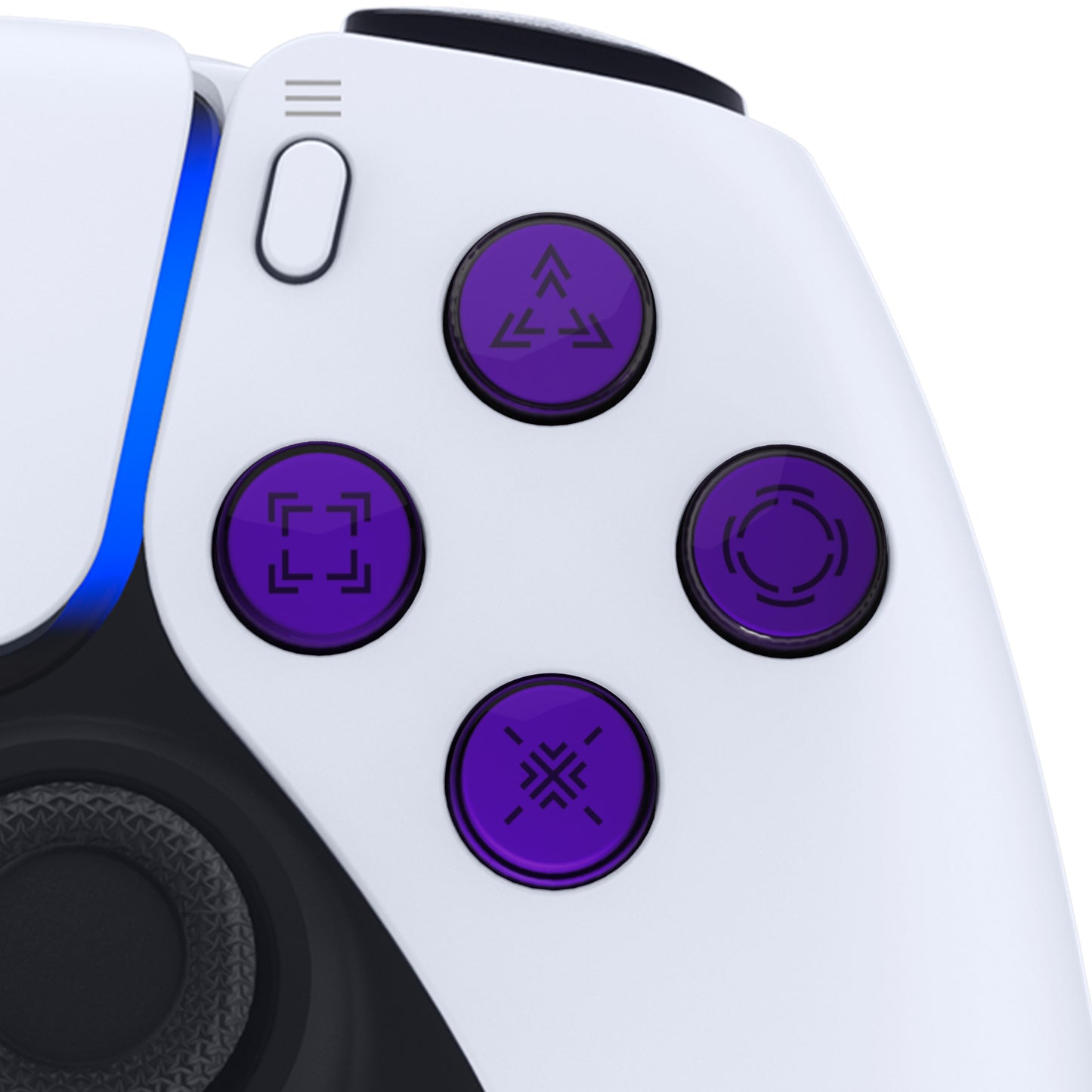 eXtremeRate Retail Replacement Custom Dpad Action Buttons Three-Tone Purple & Clear With Redesigned Symbols D-pad Face Buttons For ps5 Controller - JPFF007