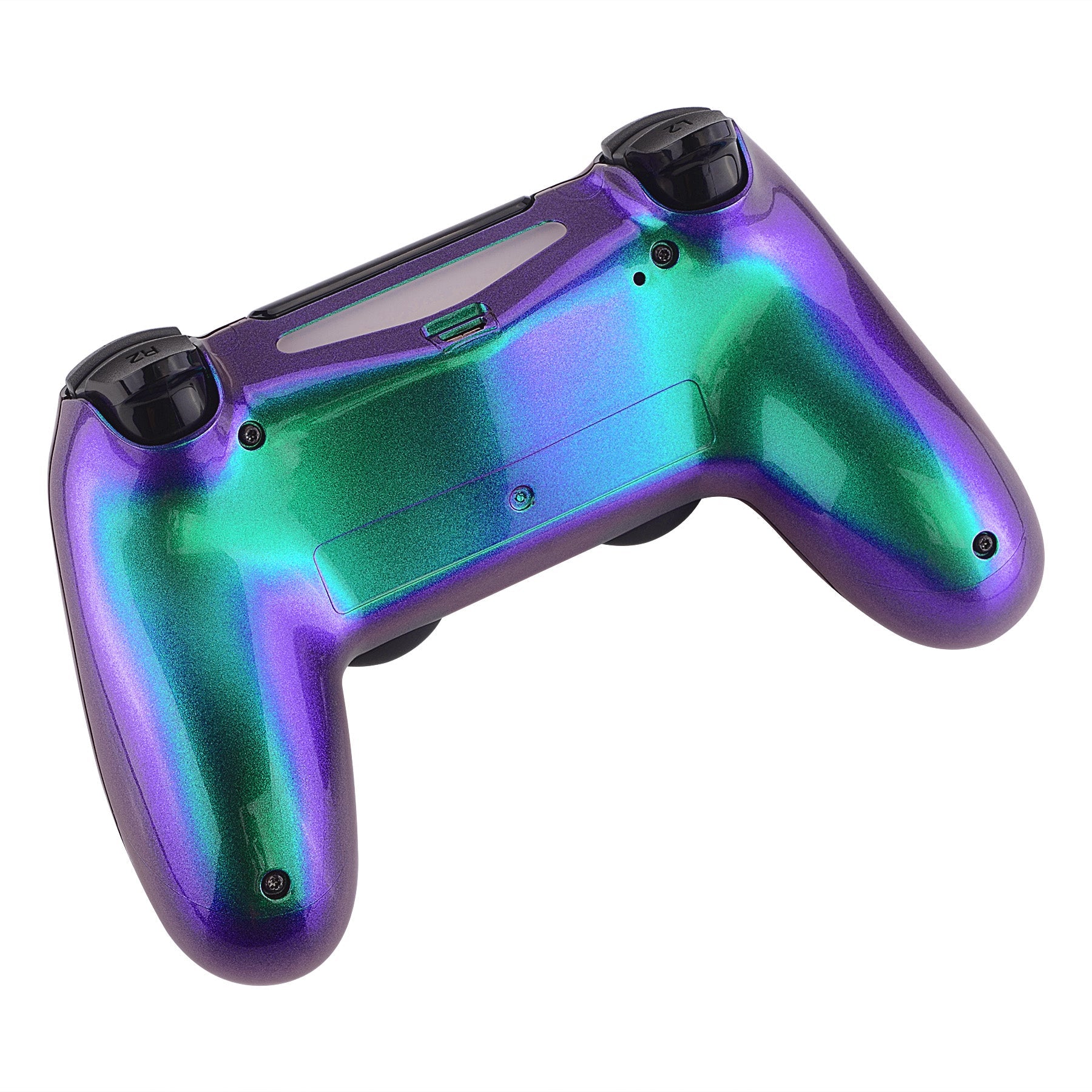 eXtremeRate Retail Green and Purple Bottom Shell, Chameleon Back Housing Case Cover, Game Improvement Replacement Parts for ps4 Slim Pro Controller JDM-040, JDM-050 and JDM-055 - SP4BP02