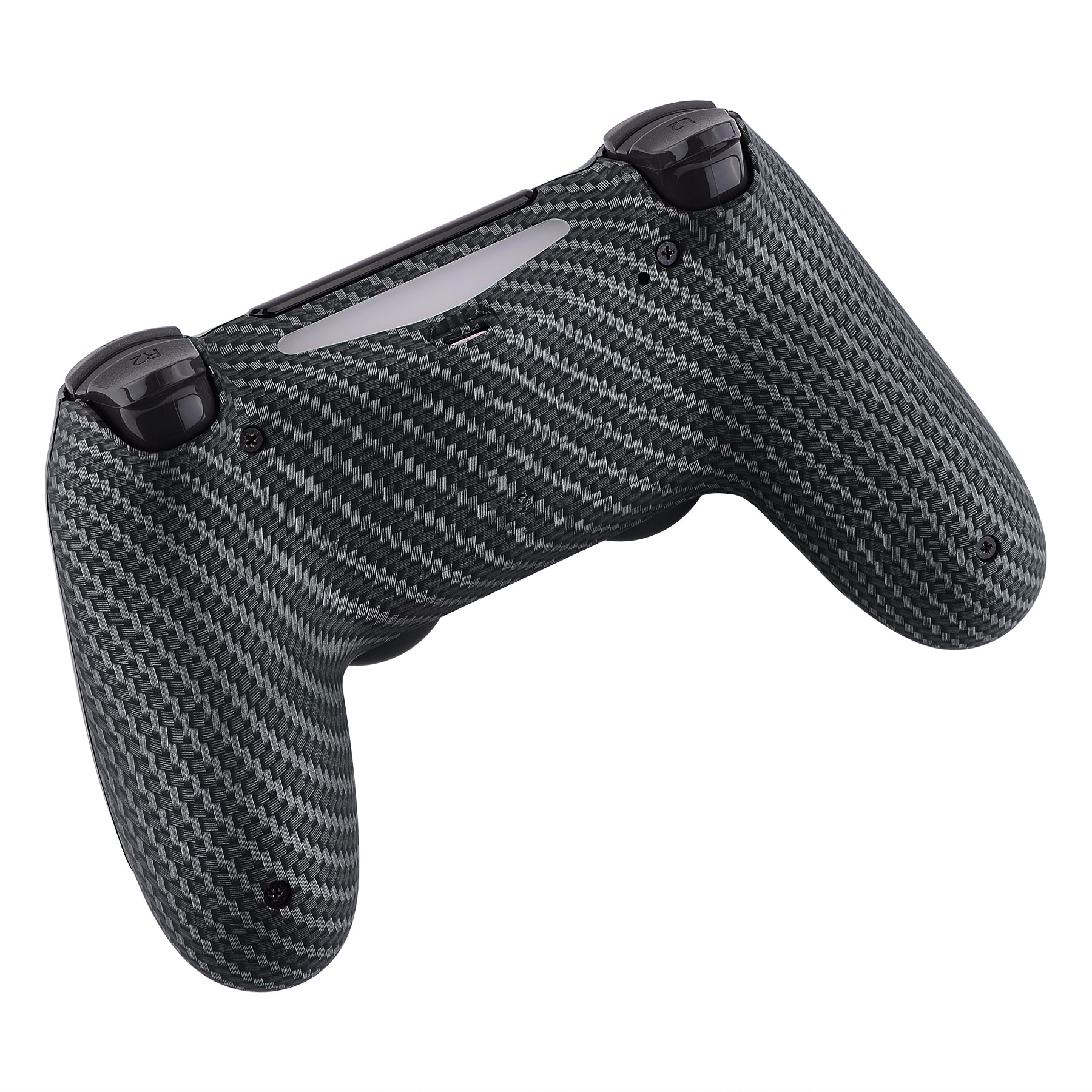 eXtremeRate Replacement Bottom Shell for PS4 Slim Pro Controller Controller  (CUH-ZCT2 JDM-040/050/055) - Black Silver Carbon Fiber