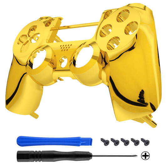 eXtremeRate Retail Chrome Gold Edition Front Housing Shell Faceplate for ps4 Slim ps4 Pro Controller (CUH-ZCT2 JDM-040 JDM-050 JDM-055) - SP4FD02
