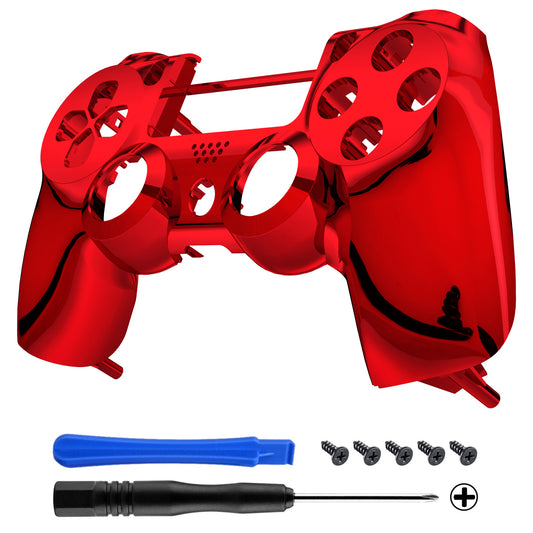 eXtremeRate Retail Chrome Red Edition Front Housing Shell Faceplate for ps4 Slim ps4 Pro Controller (CUH-ZCT2 JDM-040 JDM-050 JDM-055) - SP4FD04