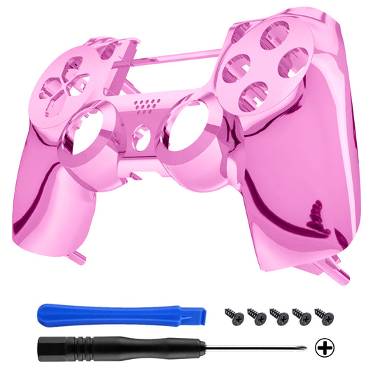 eXtremeRate Retail Chrome Pink Edition Front Housing Shell Faceplate for ps4 Slim ps4 Pro Controller (CUH-ZCT2 JDM-040 JDM-050 JDM-055) - SP4FD06