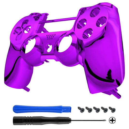 eXtremeRate Retail Chrome Purple Faceplate Cover Front Housing Shell Replacement Kit for ps4 Slim ps4 Pro Controller (CUH-ZCT2 JDM-040 JDM-050 JDM-055) - SP4FD09