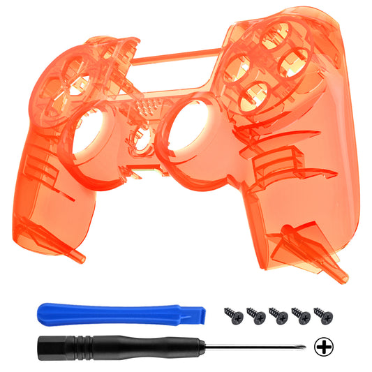 eXtremeRate Retail Transparent Crystal Clear Orange Front Housing Shell Faceplate Cover for ps4 Slim ps4 Pro Controller (CUH-ZCT2 JDM-040 JDM-050 JDM-055) - SP4FM08G