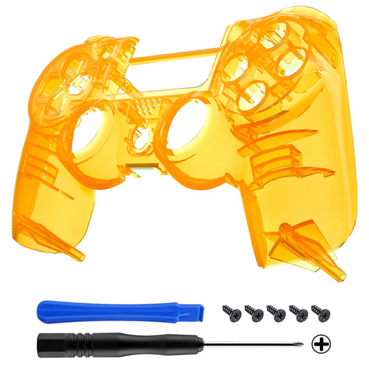 eXtremeRate Retail Transparent Crystal Clear Yellow Front Housing Shell Faceplate Cover for ps4 Slim ps4 Pro Controller (CUH-ZCT2 JDM-040 JDM-050 JDM-055) - SP4FM09G