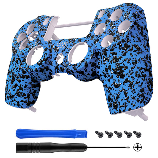 eXtremeRate Retail Textured Blue 3D Splashing Non-slip Front Housing Shell Faceplate for ps4 Slim ps4 Pro Controller (CUH-ZCT2 JDM-040 JDM-050 JDM-055) - SP4FP16