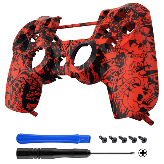 eXtremeRate Retail Soft Touch Grip Red Demons and Monsters Front Housing Shell Faceplate for ps4 Slim Pro Controller (CUH-ZCT2 JDM-040 JDM-050 JDM-055) - SP4FS12