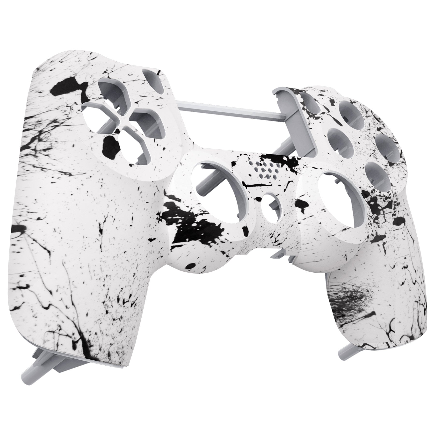 eXtremeRate Replacement Front Housing Shell for PS4 Slim Pro Controller  Controller (CUH-ZCT2 JDM-040/050/055) - White Splashing Spray