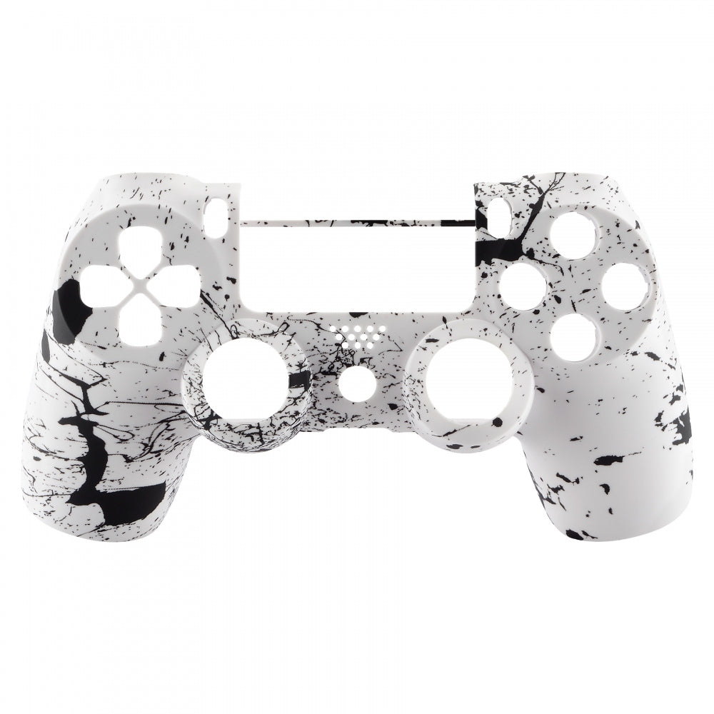 eXtremeRate Replacement Front Housing Shell for PS4 Slim Pro Controller  Controller (CUH-ZCT2 JDM-040/050/055) - White Splashing Spray