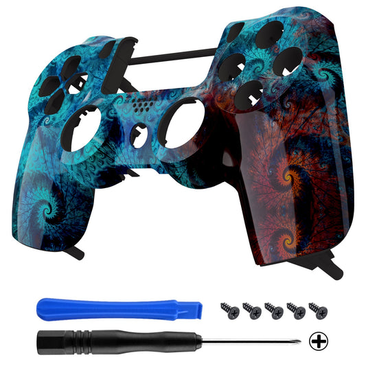 eXtremeRate Retail Spiral Patterned Front Housing Shell Case, Faceplate Cover Replacement Kit for ps4 Slim ps4 Pro CUH-ZCT2 JDM-040 JDM-050 JDM-055 Controller - SP4FT47