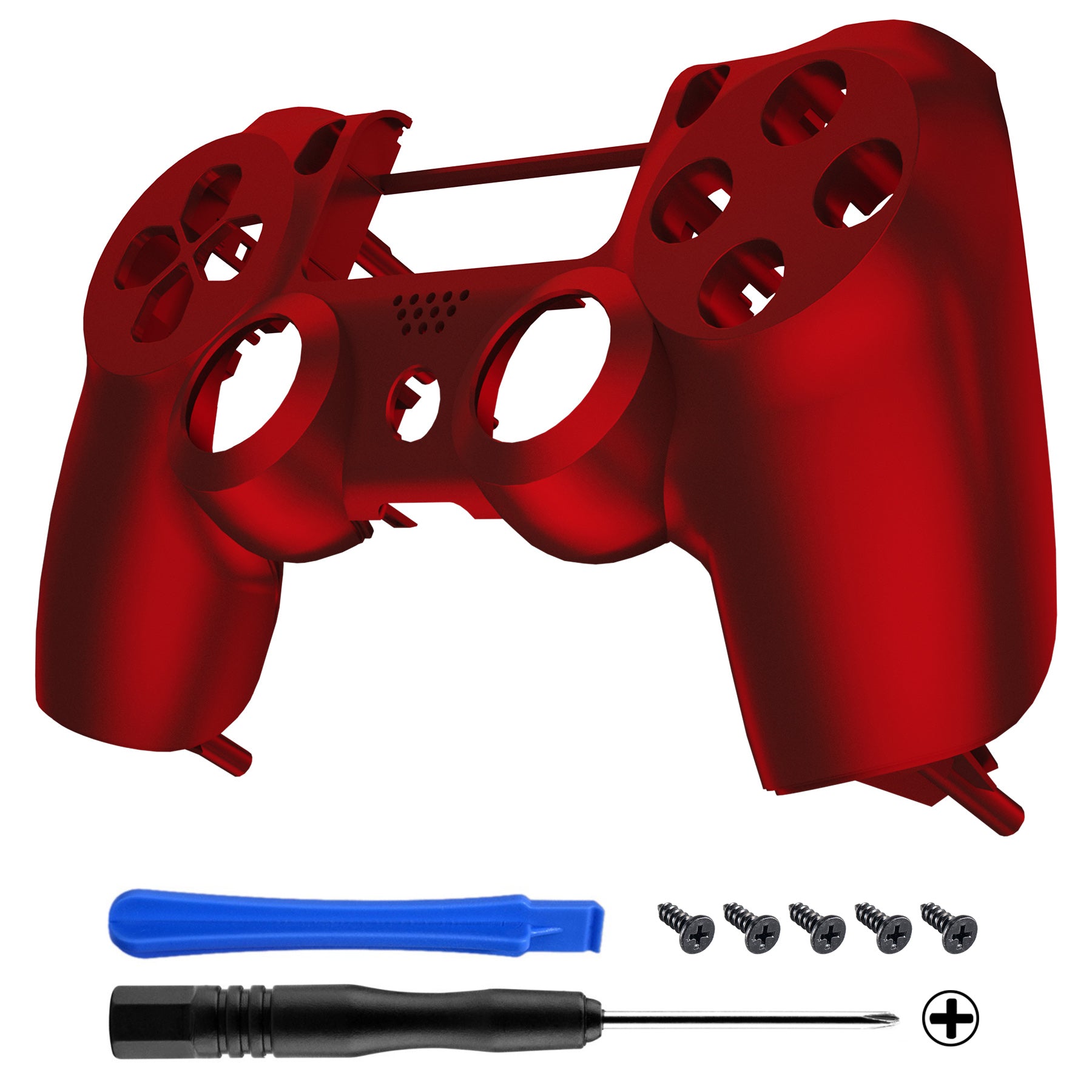 eXtremeRate Retail Soft Touch Grip Red Front Housing Shell Faceplate for ps4 Slim ps4 Pro Controller (CUH-ZCT2 JDM-040 JDM-050 JDM-055) - SP4FX01