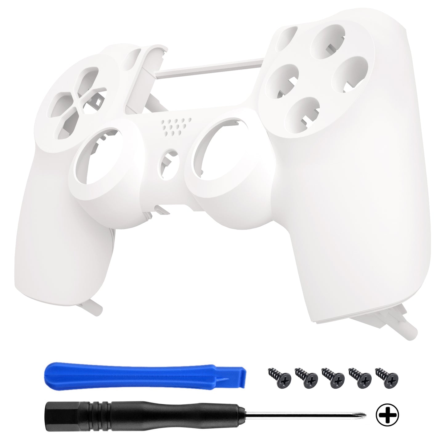 eXtremeRate Retail Soft Touch Grip White Front Housing Shell Faceplate for ps4 Slim Pro Controller (CUH-ZCT2 JDM-040 JDM-050 JDM-055) - SP4FX06
