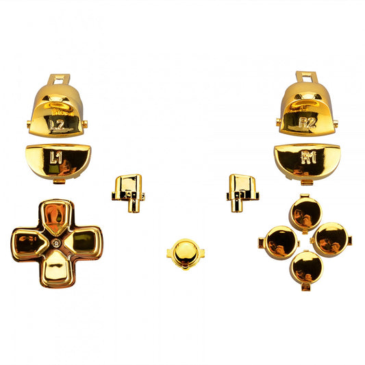 eXtremeRate Retail Chrome Gold Full Set Kit Buttons for ps4 Pro Slim Controller CUH-ZCT2 JDM-040 JDM-050 JDM-055 - SP4J0109