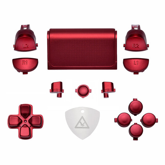 eXtremeRate Retail Replacement D-pad R1 L1 R2 L2 Triggers Touchpad Action Home Share Options Buttons, Scarlet Red Full Set Buttons Repair Kits with Tool for ps4 Slim ps4 Pro CUH-ZCT2 Controller - SP4J0403