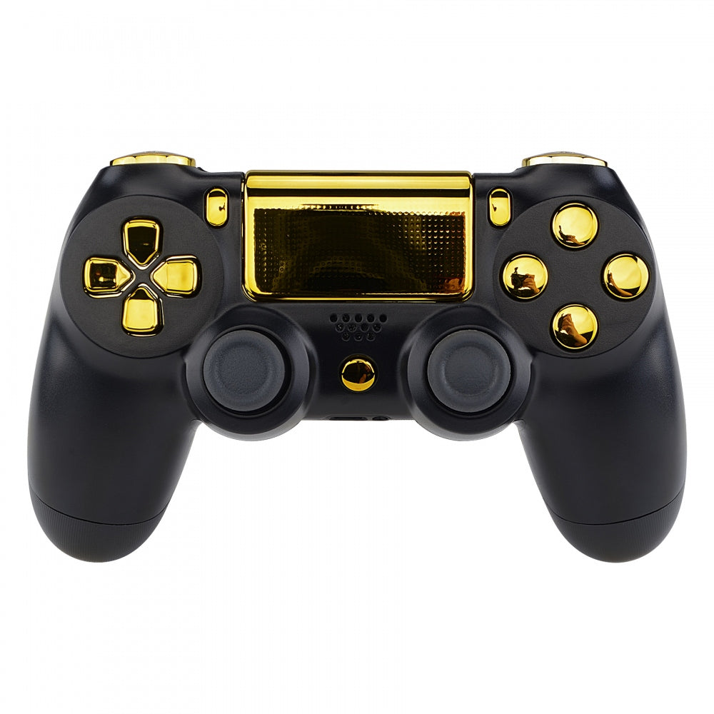 eXtremeRate Replacement Full Set Buttons Compatible with PS4 Slim Pro  CUH-ZCT2 Controller - Chrome Gold