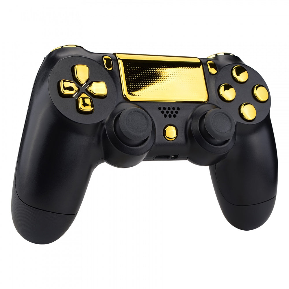 eXtremeRate Retail Chrome Gold Replacement D-pad R1 L1 R2 L2 Triggers Touchpad Action Home Share Options Buttons, Full Set Buttons Repair Kits with Tool for ps4 Slim ps4 Pro CUH-ZCT2 Controller - SP4J0413